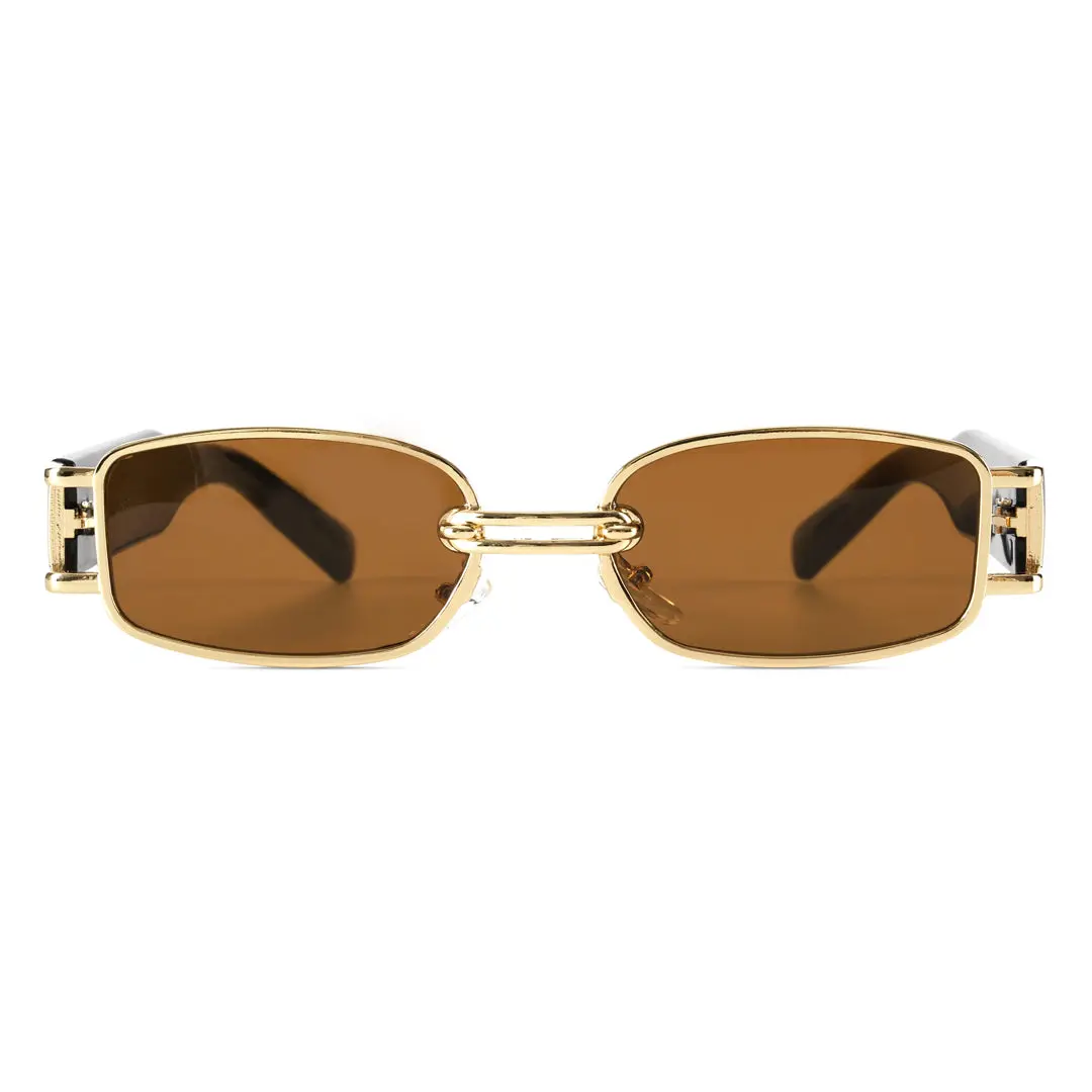Front view of Bitle rectangle metal sunglasses EM0192303 in brown