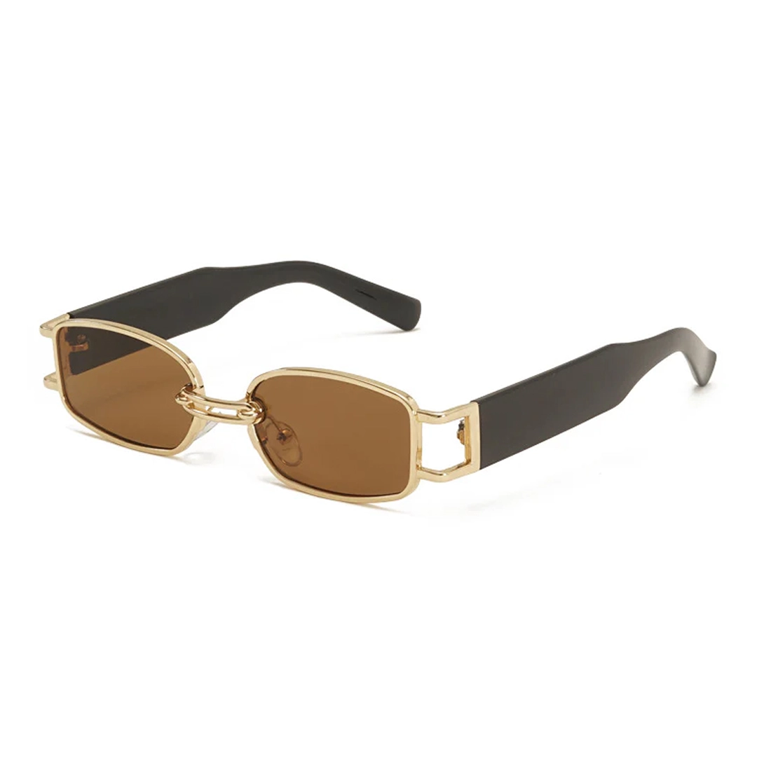 Angle view of Bitle fashion rectangle metal sunglasses EM0192303 in brown