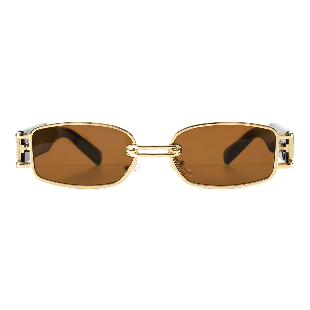 Front view of Bitle fashion rectangle metal sunglasses EM0192303 in brown