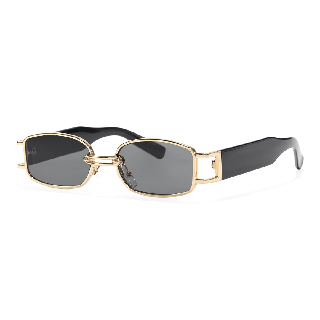 Angle view of Bitle fashion rectangle metal sunglasses in gold. SPU: EM0192303