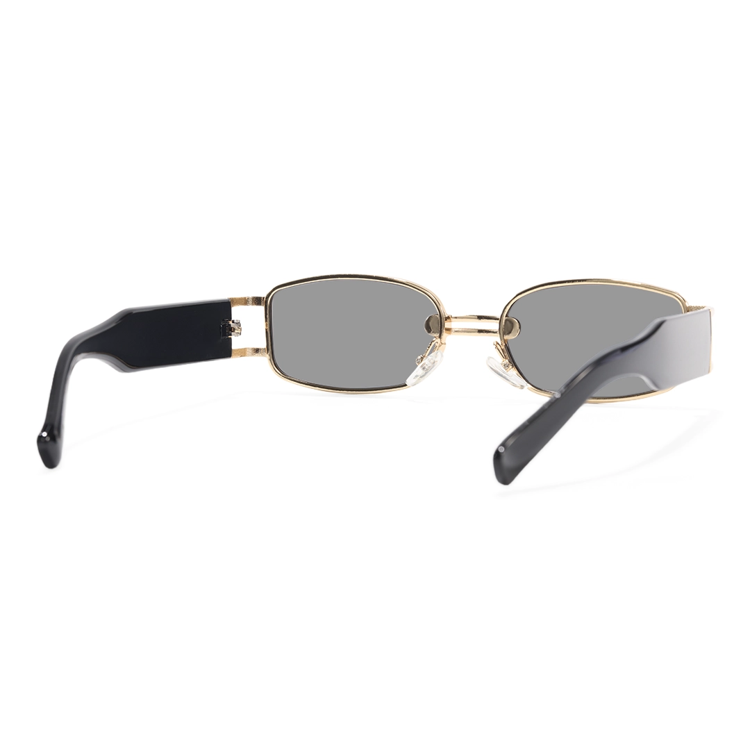 Back view of Bitle fashion rectangle metal sunglasses in gold. SPU: EM0192303