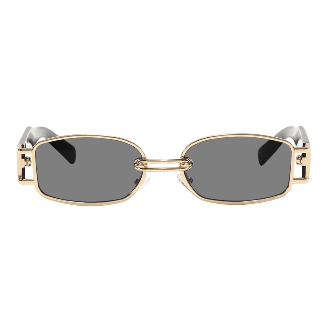 Front view of Bitle fashion rectangle metal sunglasses EM0192303 in gold