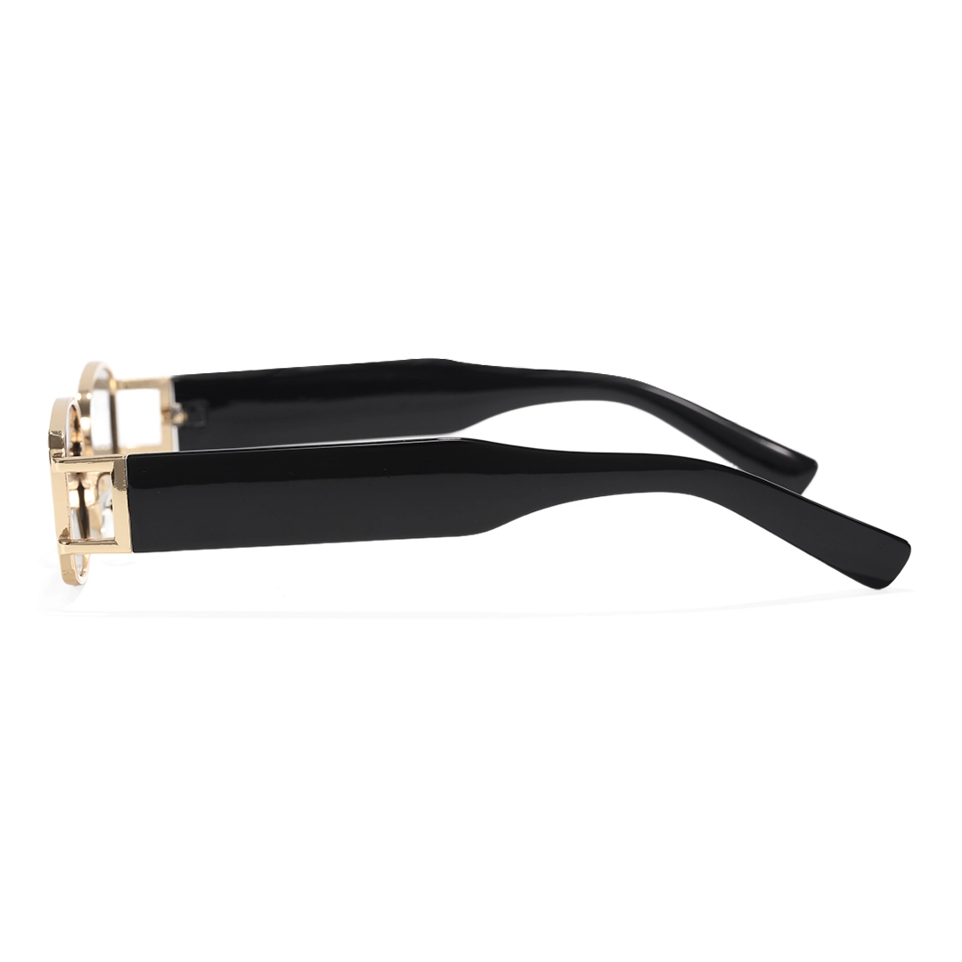 Side view of Bitle fashion rectangle metal sunglasses in gold. SPU: EM0192303