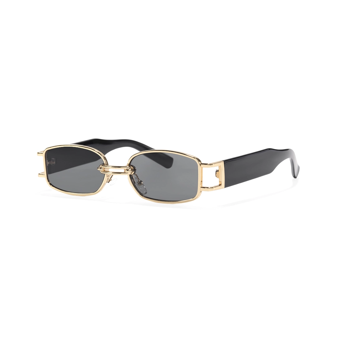 Angle view of Bitle rectangle metal sunglasses EM0192303 in gold