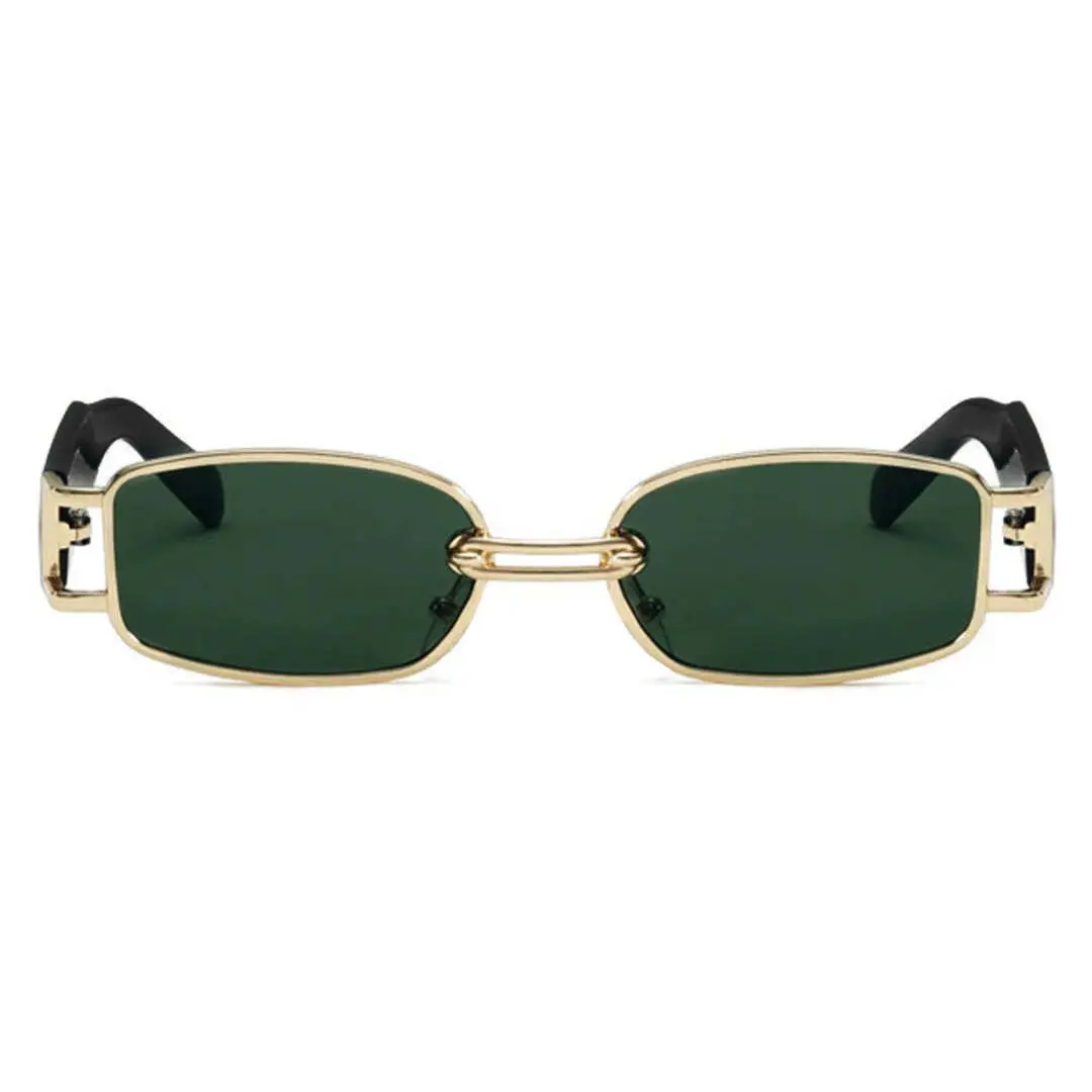 Front view of Bitle fashion rectangle metal sunglasses EM0192303 in green