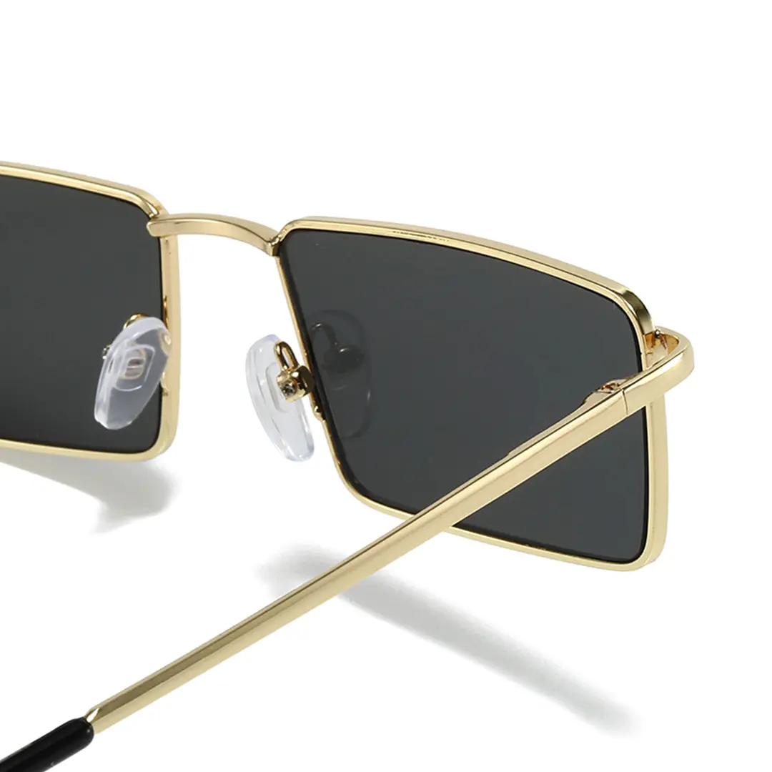 Back view of Halley fashion rectangle metal sunglasses in gold. SPU: EM0212507