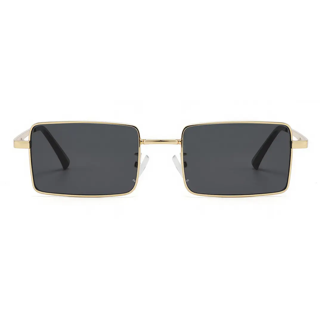 Front view of Halley fashion rectangle metal sunglasses EM0212507 in gold