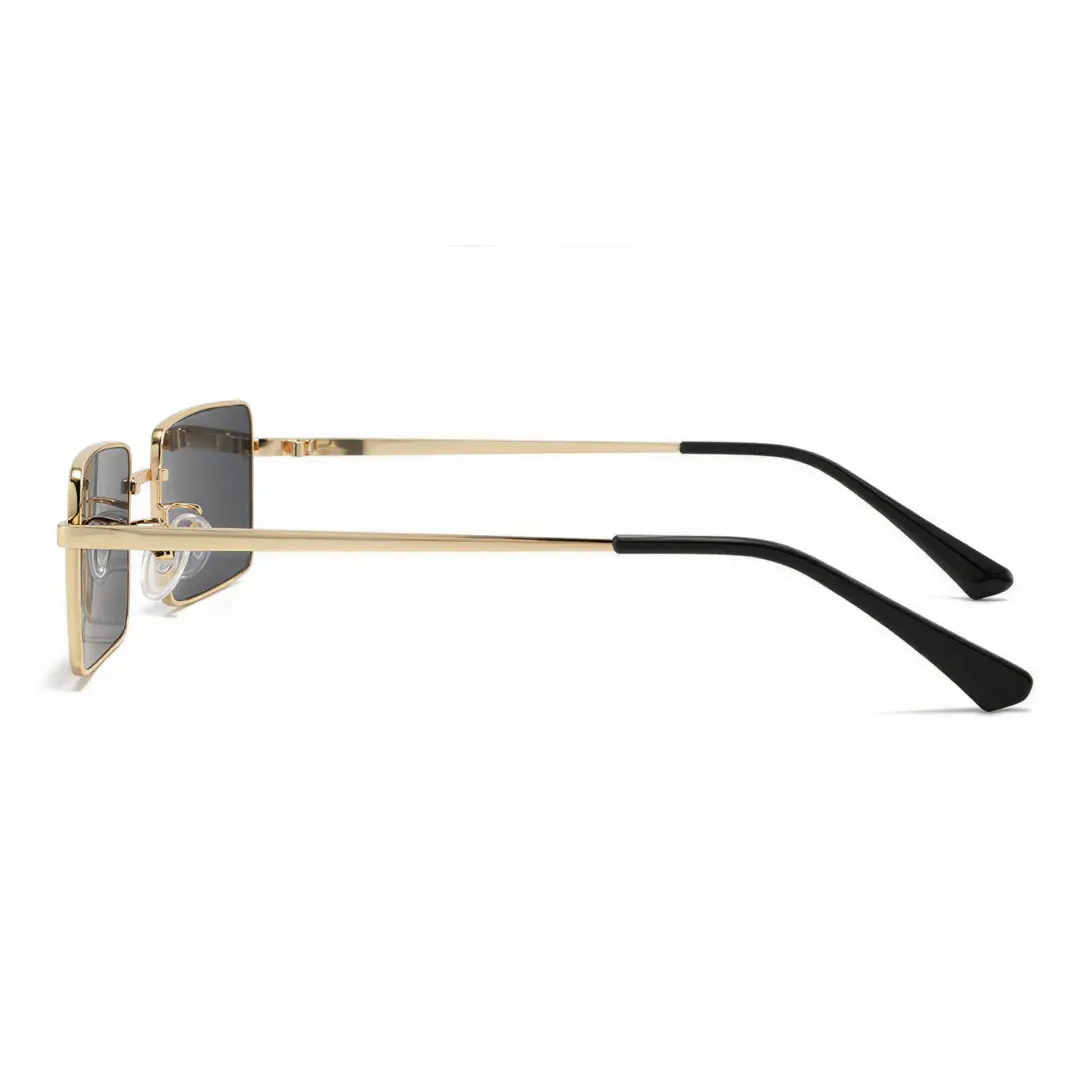 Side view of Halley fashion rectangle metal sunglasses in gold. SPU: EM0212507