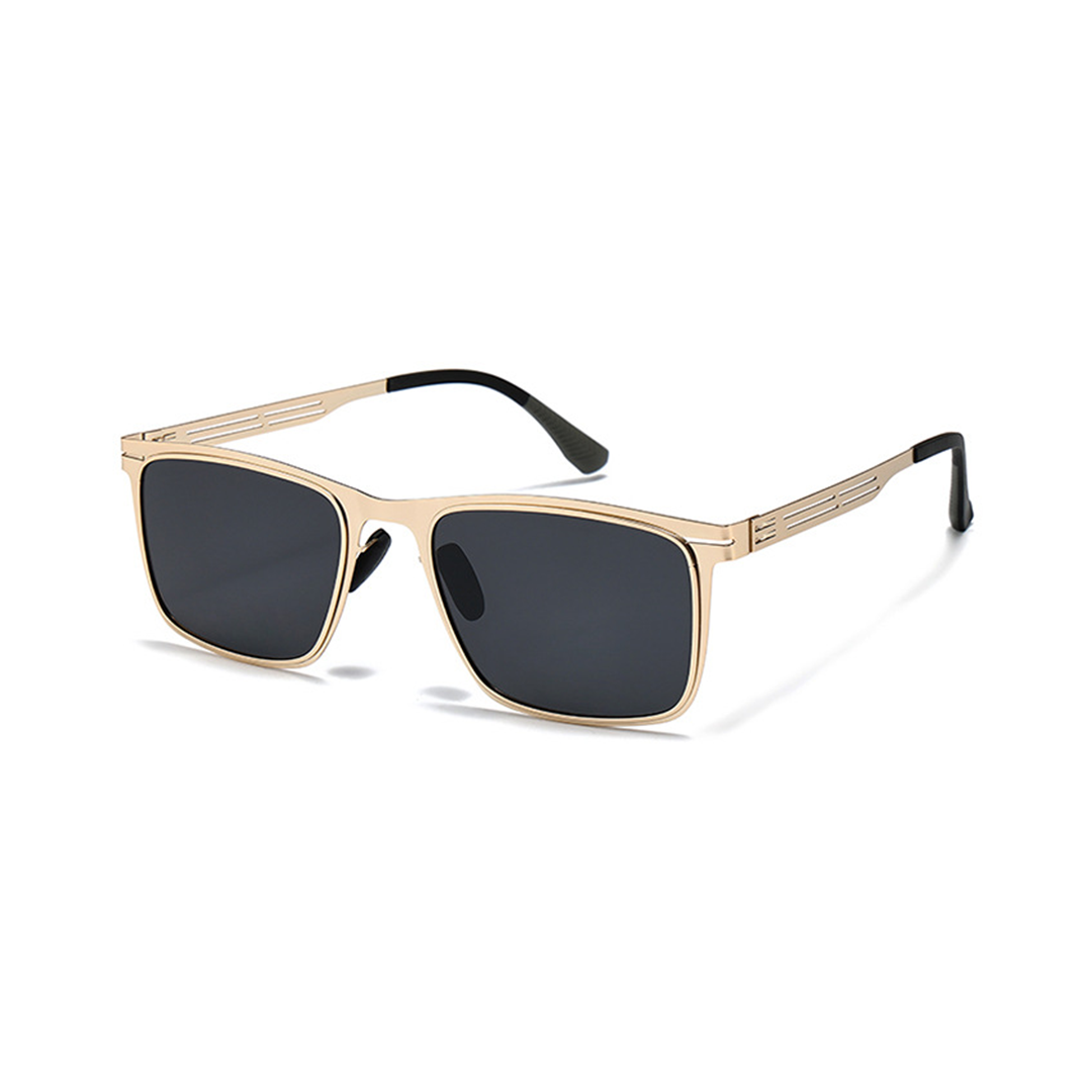 Angle view of Roman rectangle metal sunglasses EM0382508 in gold