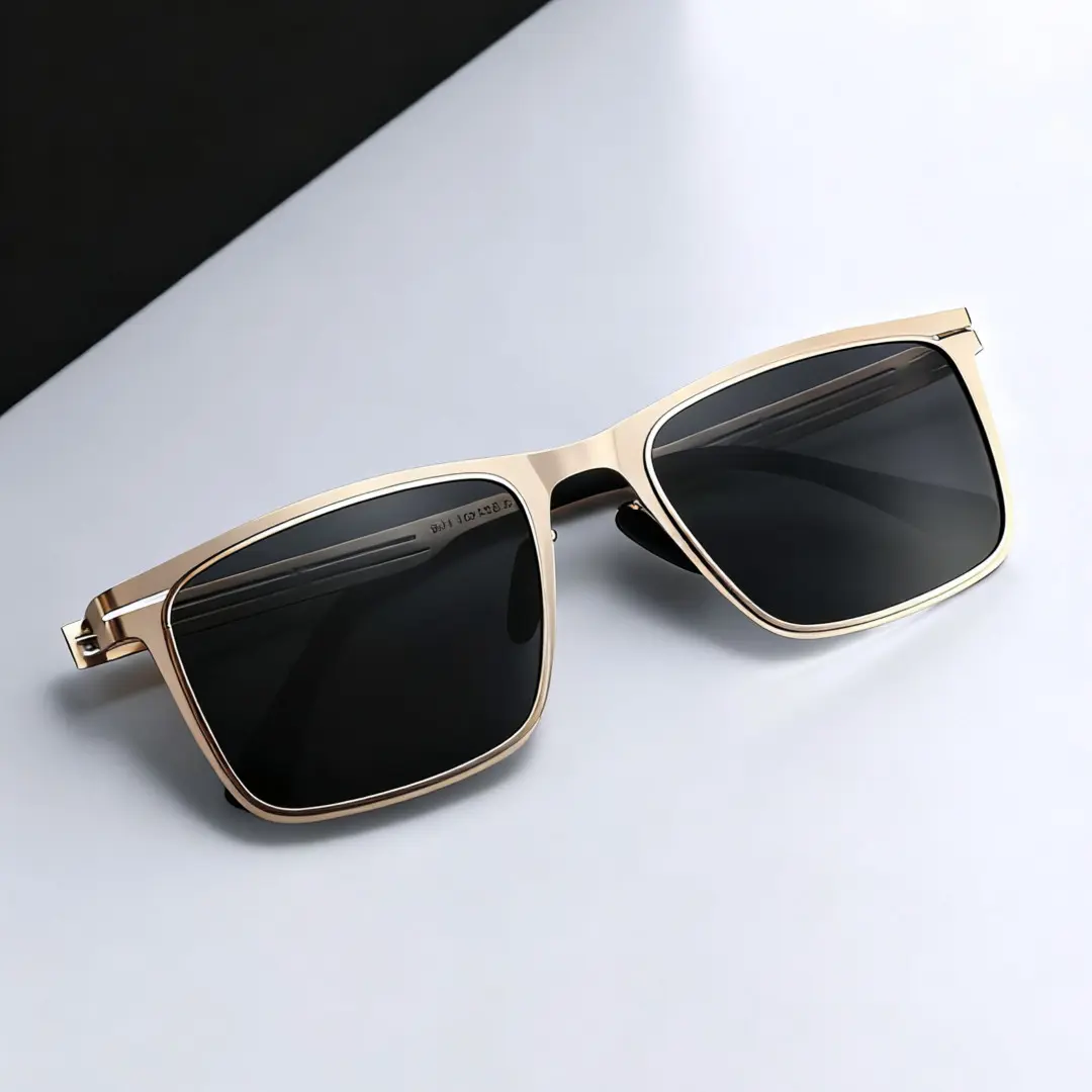 Scene view of Roman rectangle metal sunglasses EM0382508 in gold