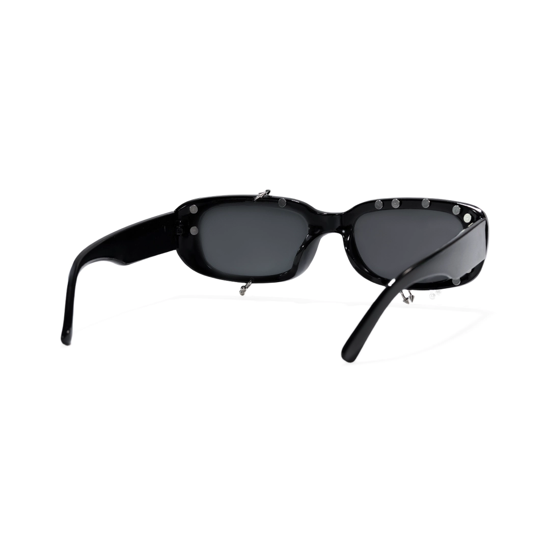 Back view of Sage rectangle pc handcrafted polarized sunglasses EP0022511 in black