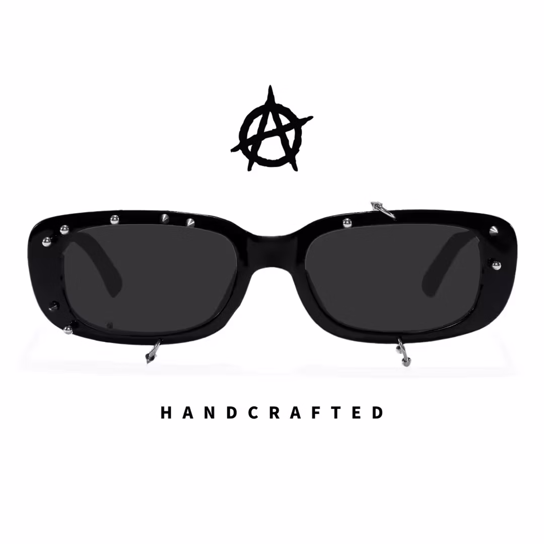 Front view of Sage rectangle pc handcrafted polarized sunglasses EP0022511 in black