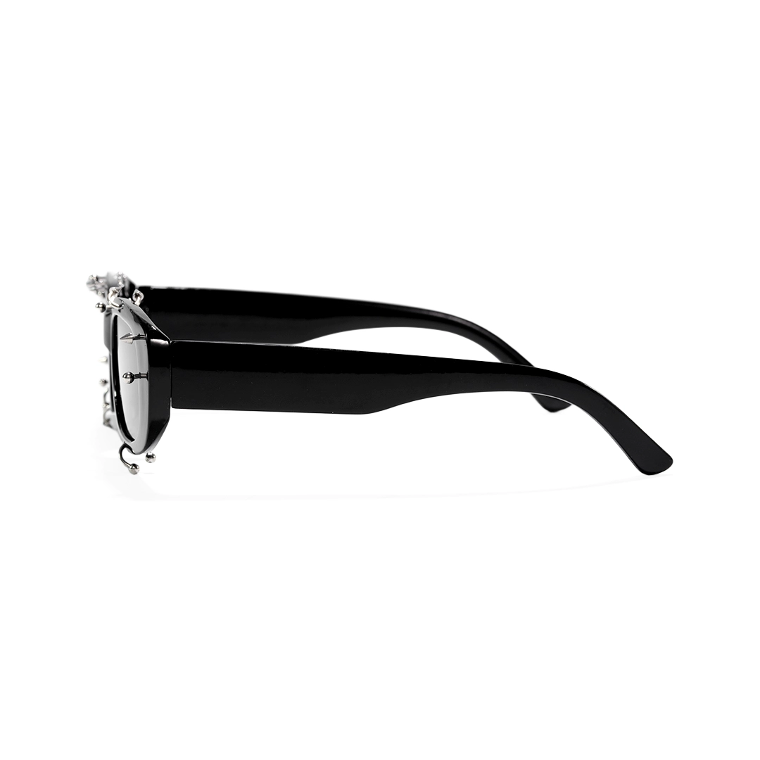 Side view of Sage rectangle pc handcrafted polarized sunglasses EP0022511 in black