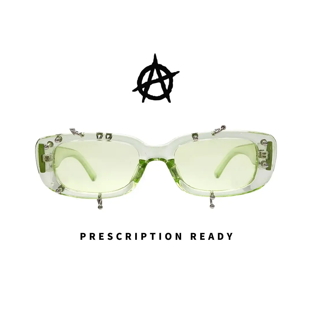 Front view of Sage rectangle pc handcrafted polarized sunglasses EP0022511 in green