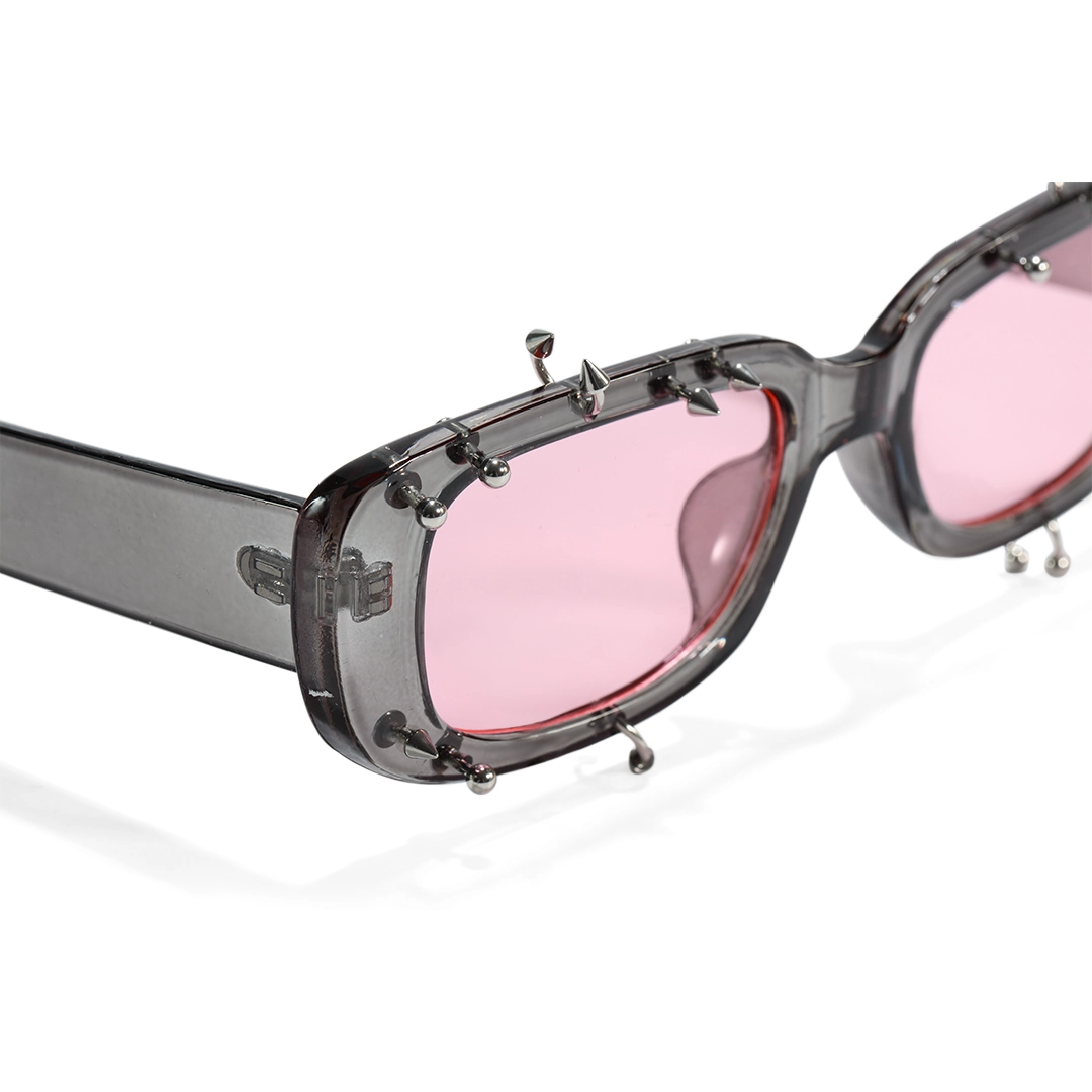 End piece detail of Sage rectangle pc handcrafted polarized sunglasses EP0022511 in gray