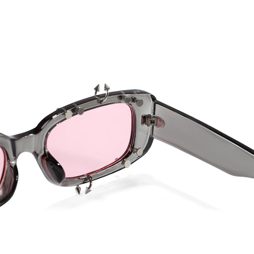 Hinge detail of Sage rectangle pc handcrafted polarized sunglasses EP0022511 in gray