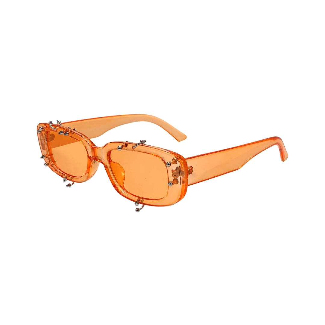 Angle view of Sage rectangle pc handcrafted polarized sunglasses EP0022511 in orange