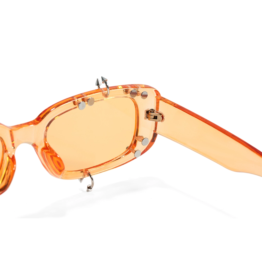 Hinge detail of Sage rectangle pc handcrafted polarized sunglasses EP0022511 in orange