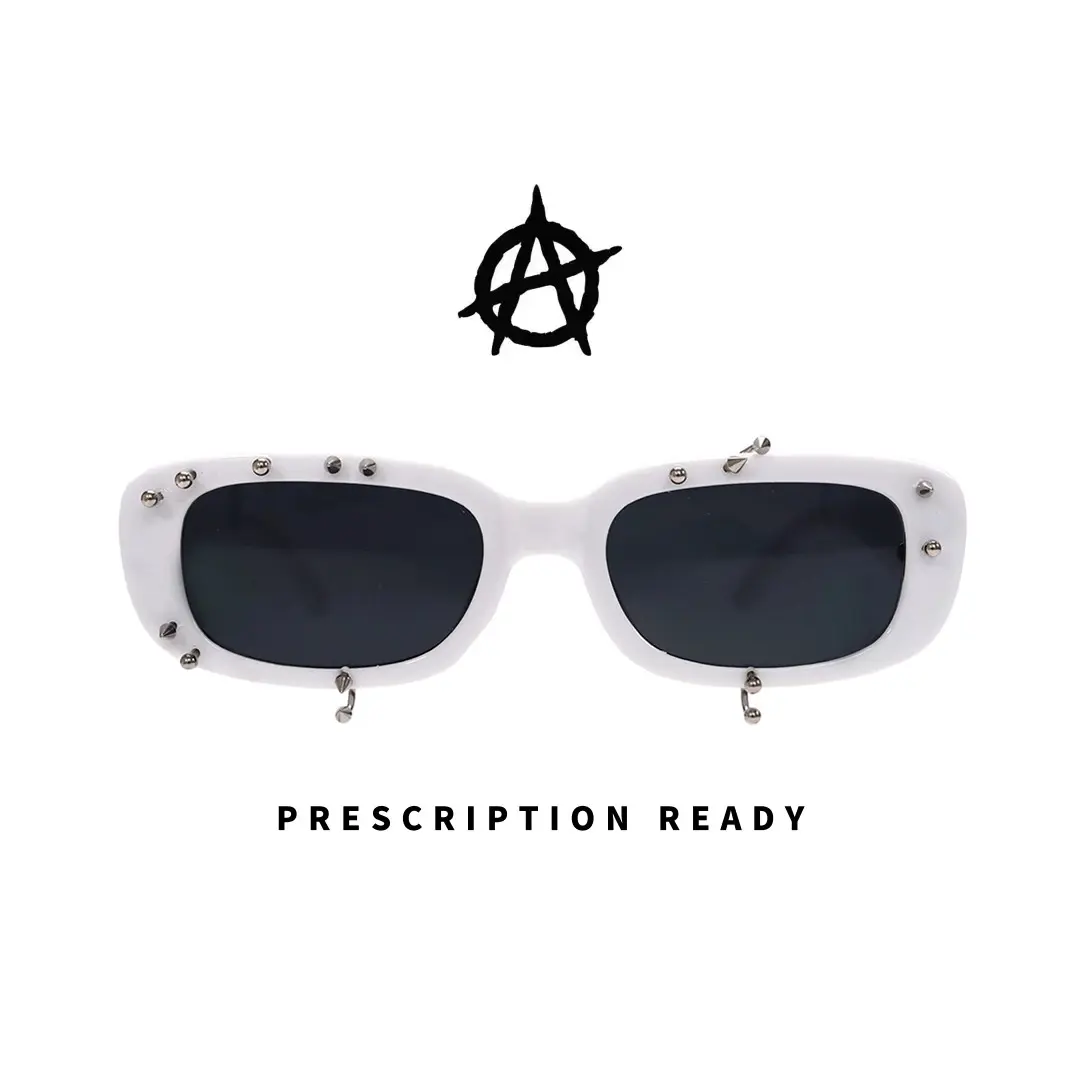 Front view of Sage rectangle pc handcrafted polarized sunglasses EP0022511 in white