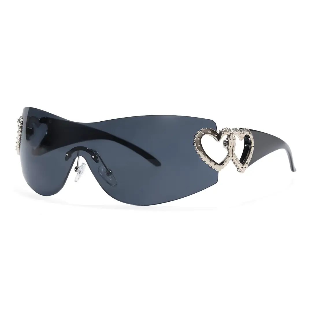 Angle view of Marnie y2k rectangle pc sunglasses EP0022604 in black