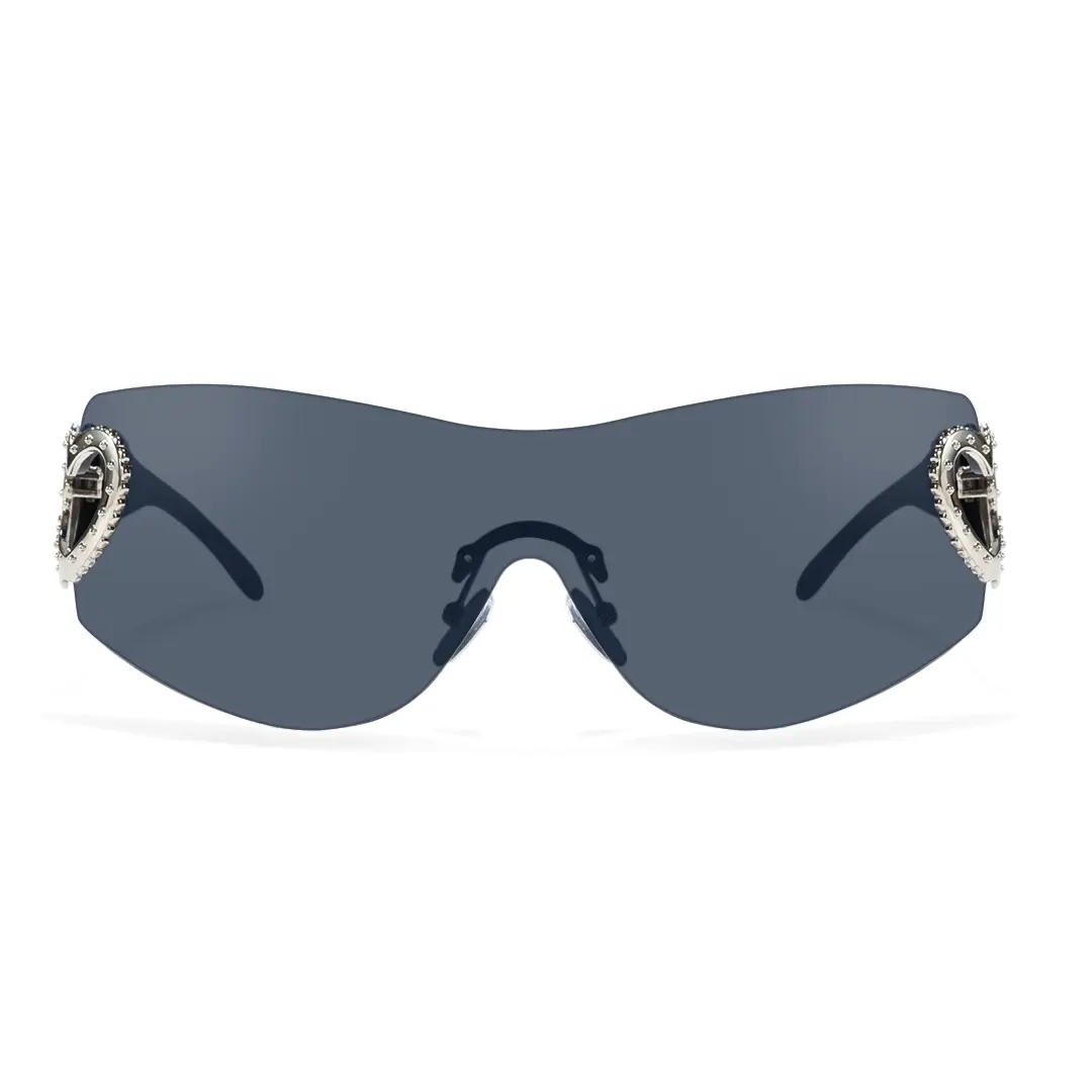 Front view of Marnie y2k rectangle pc sunglasses EP0022604 in black