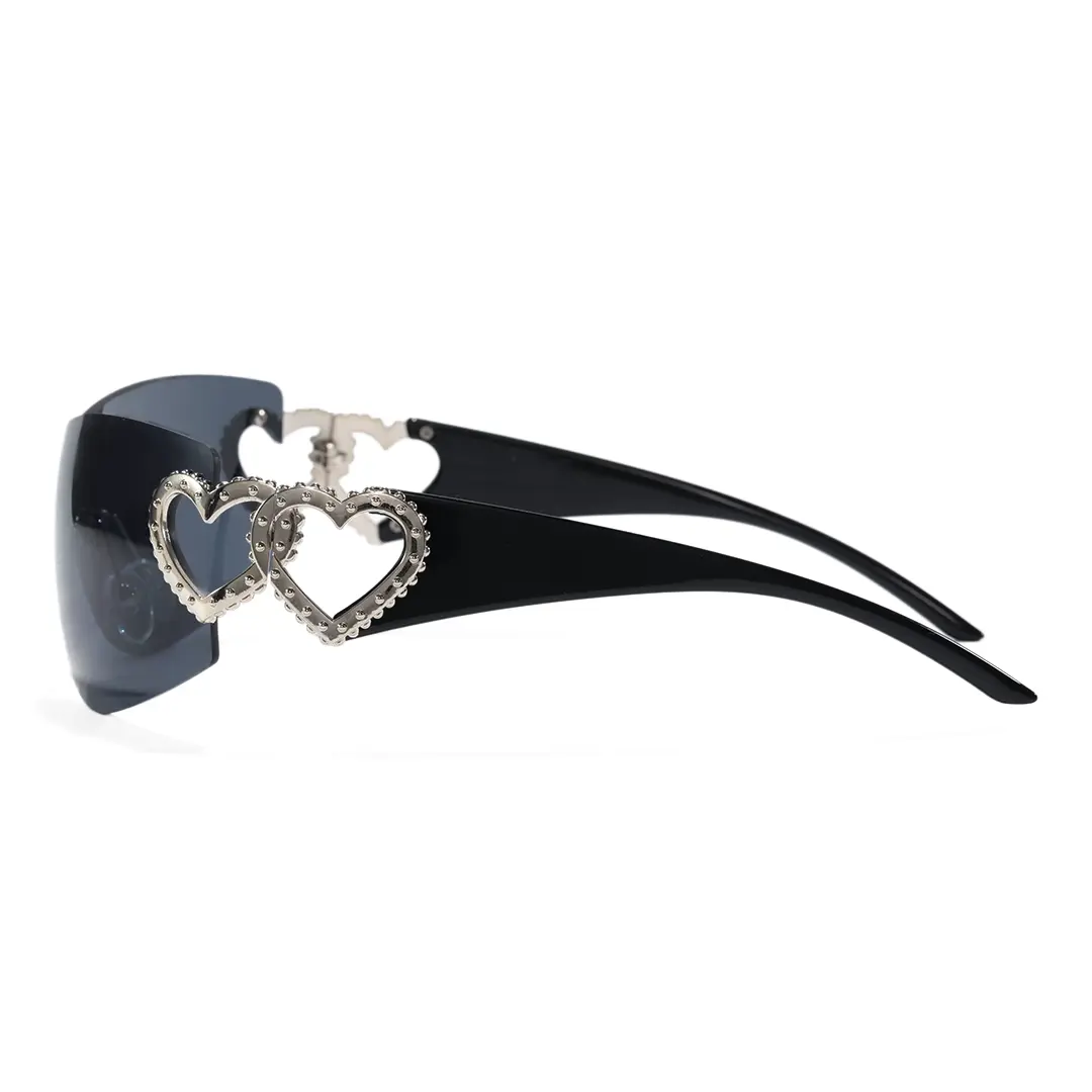 Side view of Marnie y2k rectangle pc sunglasses EP0022604 in black