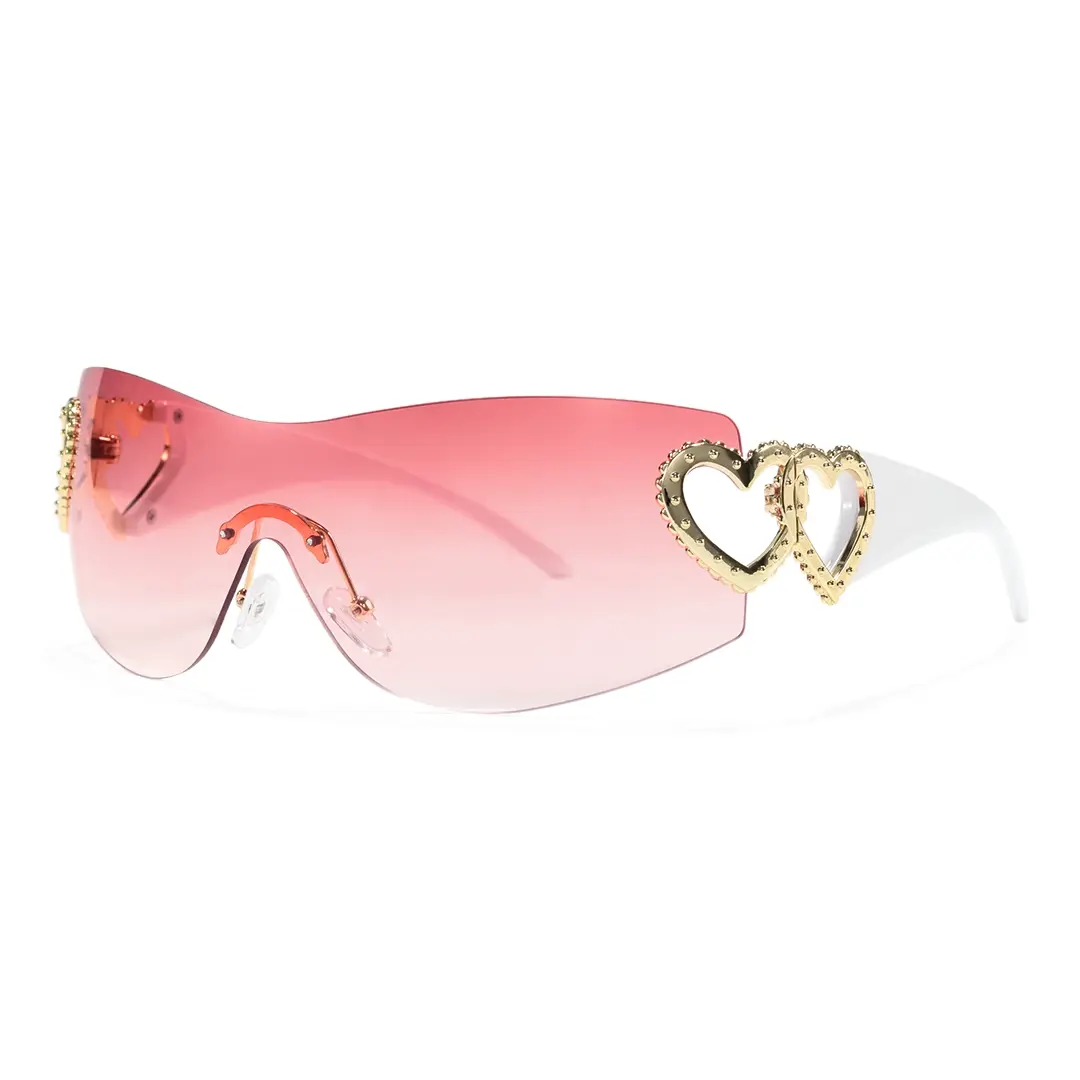 Angle view of Marnie y2k rectangle pc sunglasses EP0022604 in pink