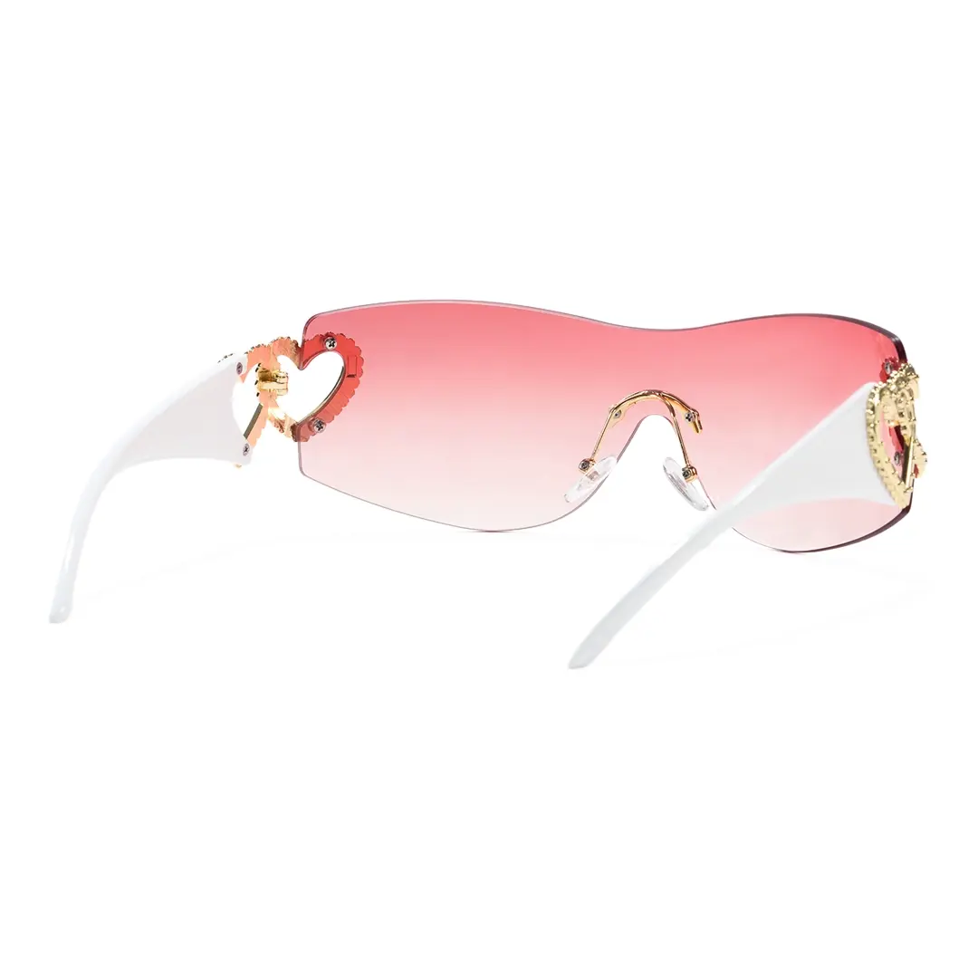 Back view of Marnie y2k rectangle pc sunglasses EP0022604 in pink