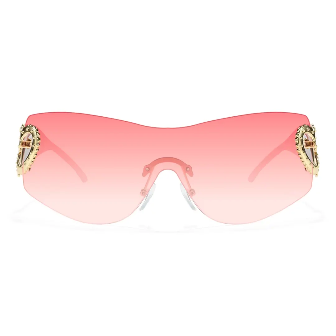Front view of Marnie y2k rectangle pc sunglasses EP0022604 in pink