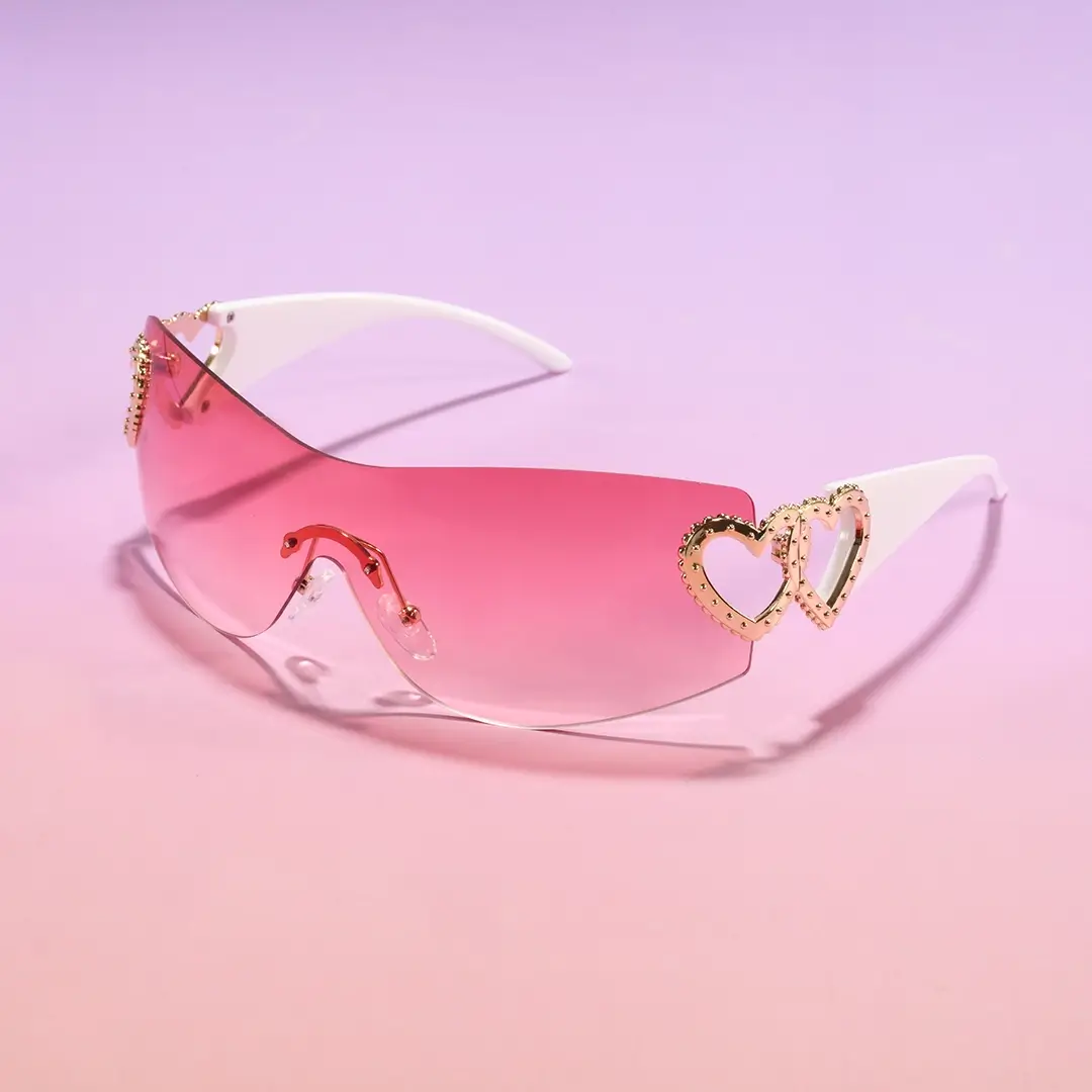 Scene view of Marnie y2k rectangle pc sunglasses EP0022604 in pink