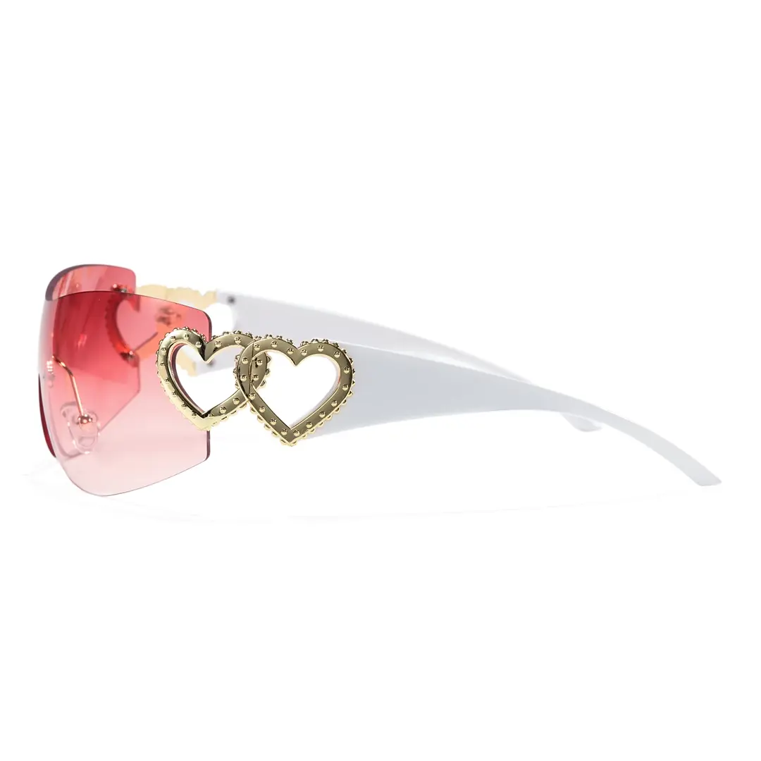 Side view of Marnie y2k rectangle pc sunglasses EP0022604 in pink