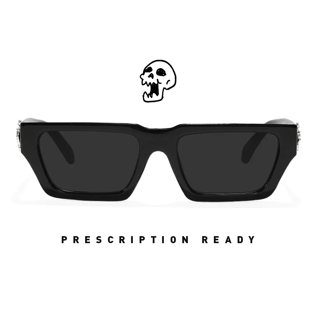 Front view of Kross rectangle pc handcrafted polarized sunglasses EP0082511 in black