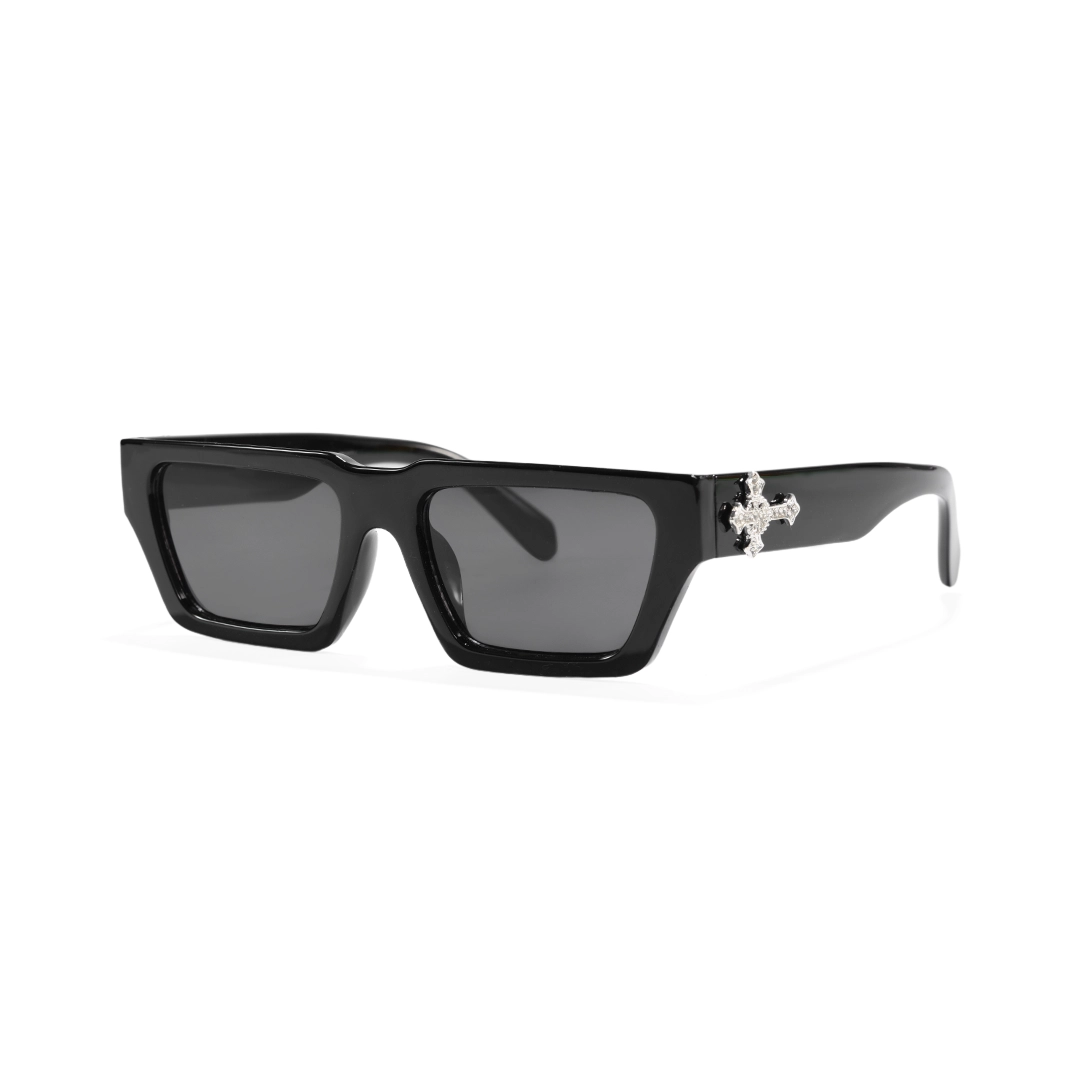 Angle view of Kross rectangle pc sunglasses EP0082511 in black