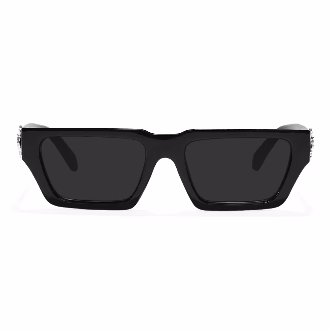 Front view of Kross rectangle pc sunglasses in black. SPU: EP0082511