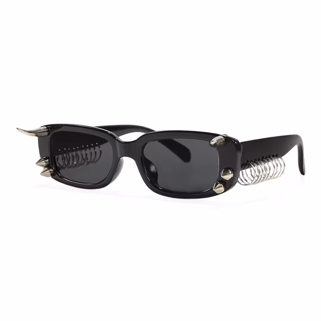 Angle view of Ash rectangle pc handcrafted polarized sunglasses EP0082601 in black