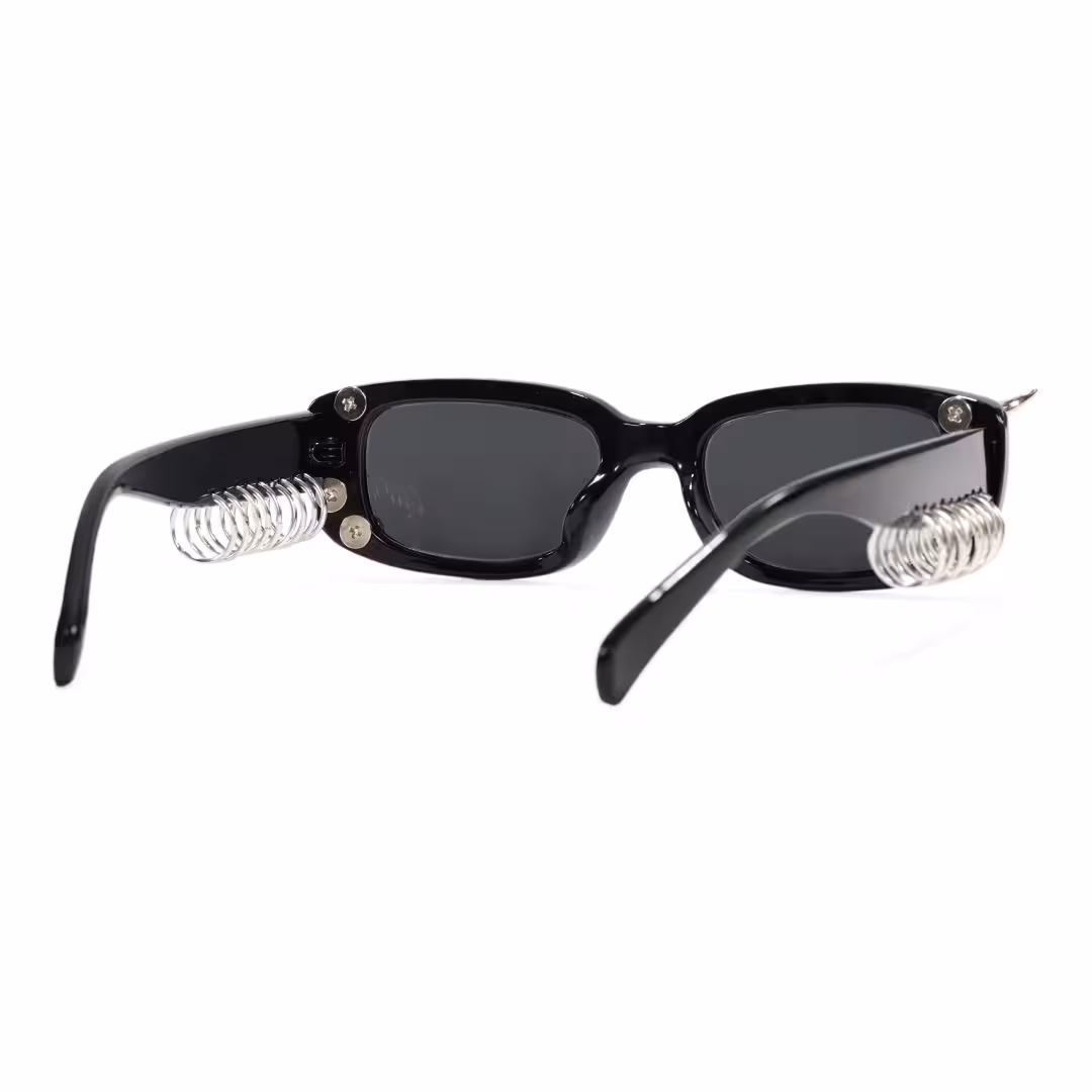 Back view of Ash rectangle pc handcrafted polarized sunglasses EP0082601 in black