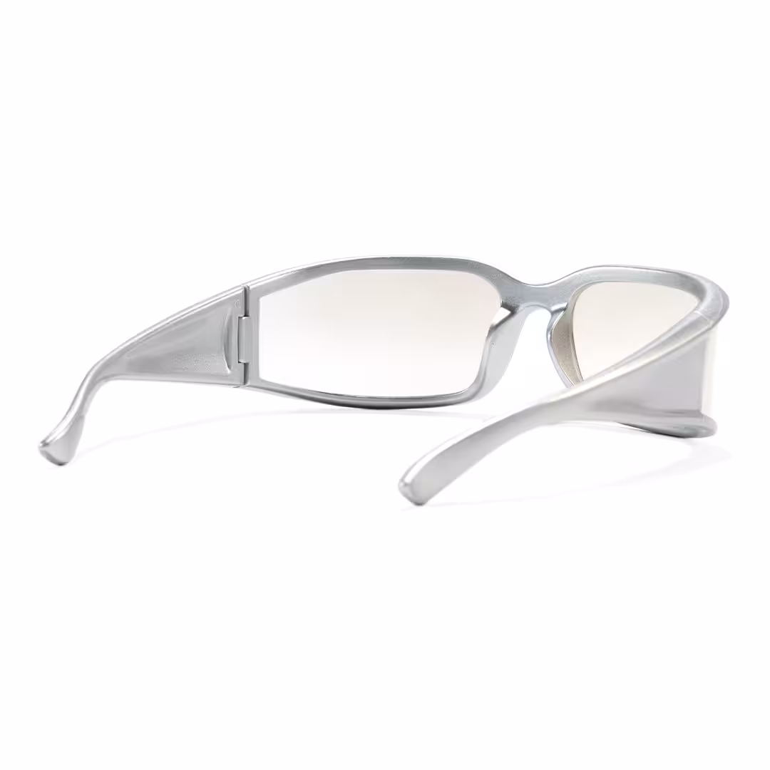 Back view of Fael y2k rectangle pc sunglasses EP0092605 in silver