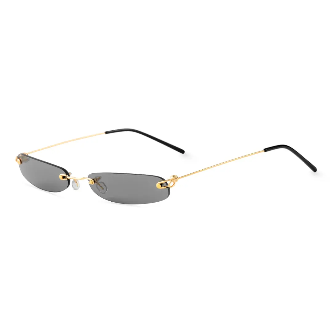 Angle view of Heath y2k rectangle pc sunglasses in grey. SPU: EP0112410