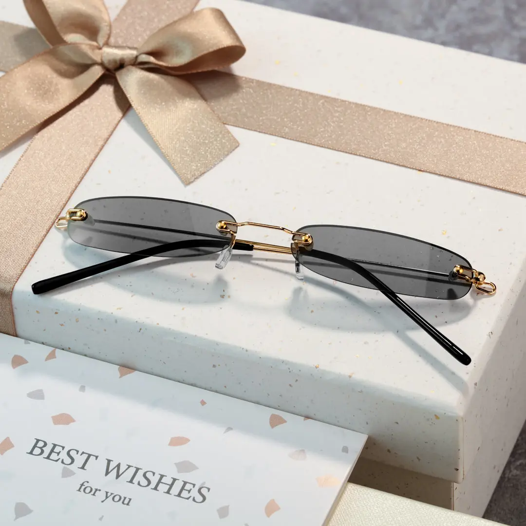 Scene view of Heath y2k rectangle pc sunglasses in grey. SPU: EP0112410