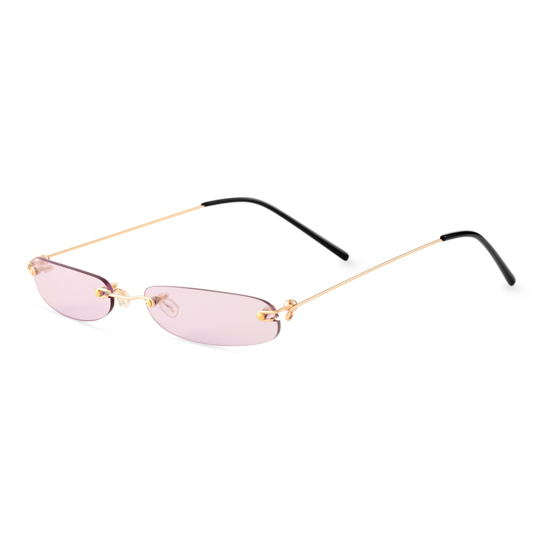 Angle view of Heath y2k rectangle pc sunglasses in pink. SPU: EP0112410