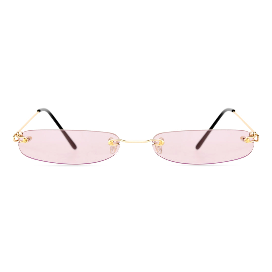Front view of Heath y2k rectangle pc sunglasses EP0112410 in pink
