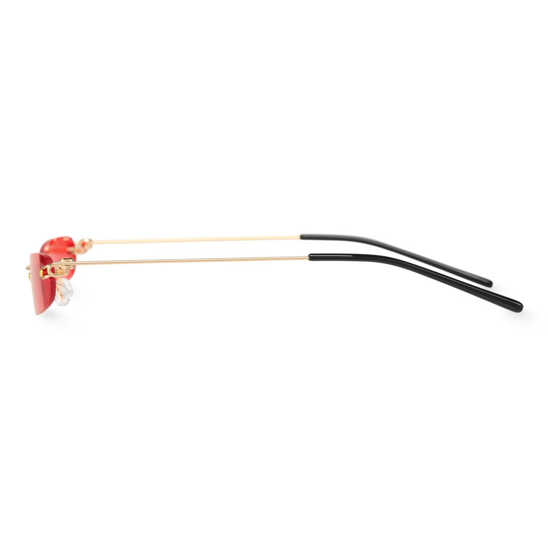 Side view of Heath rectangle pc sunglasses EP0112410 in red