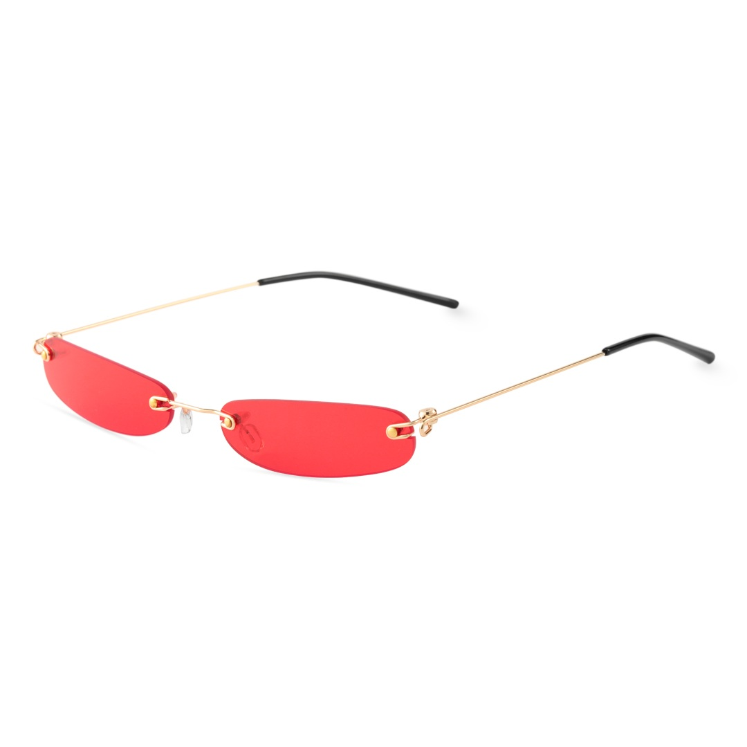 Angle view of Heath y2k rectangle pc sunglasses in red. SPU: EP0112410
