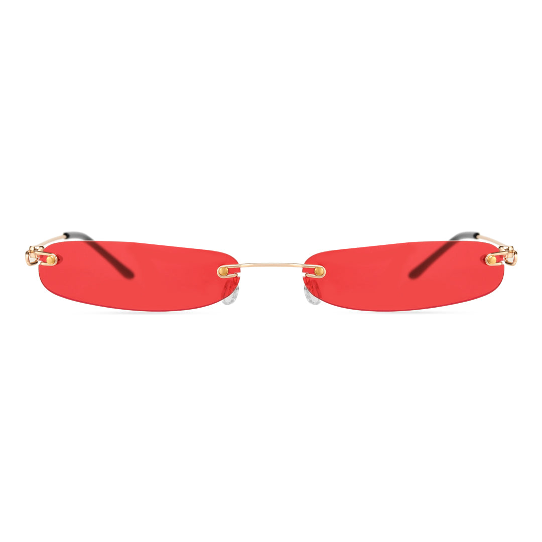 Front view of Heath y2k rectangle pc sunglasses in red. SPU: EP0112410