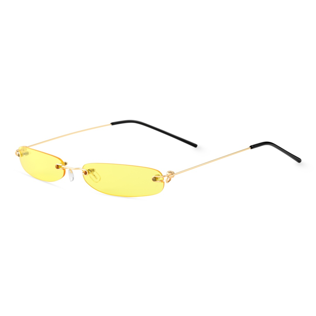 Angle view of Heath y2k rectangle pc sunglasses in yellow. SPU: EP0112410