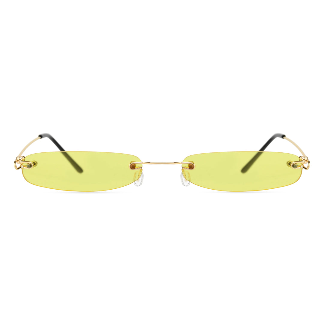 Front view of Heath y2k rectangle pc sunglasses EP0112410 in yellow