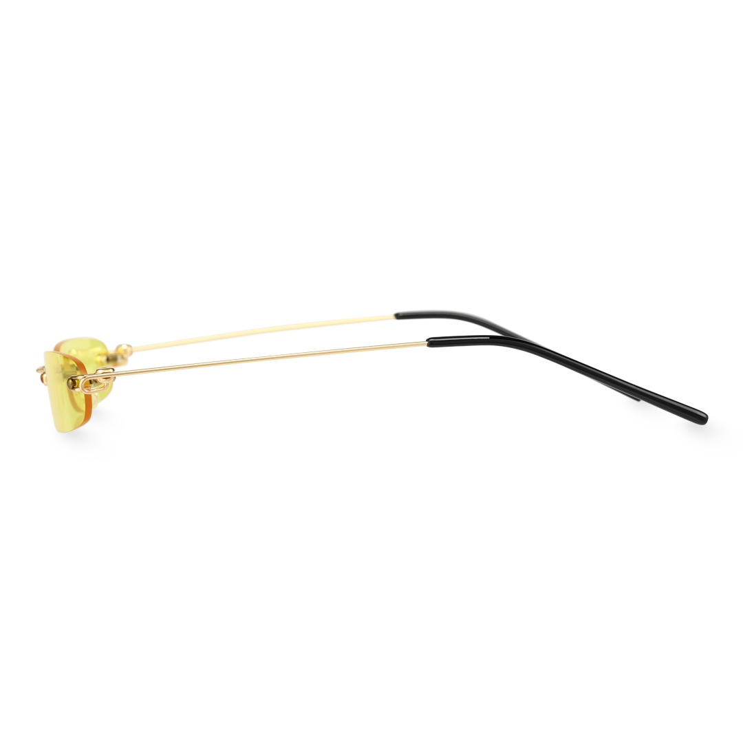 Side view of Heath y2k rectangle pc sunglasses in yellow. SPU: EP0112410