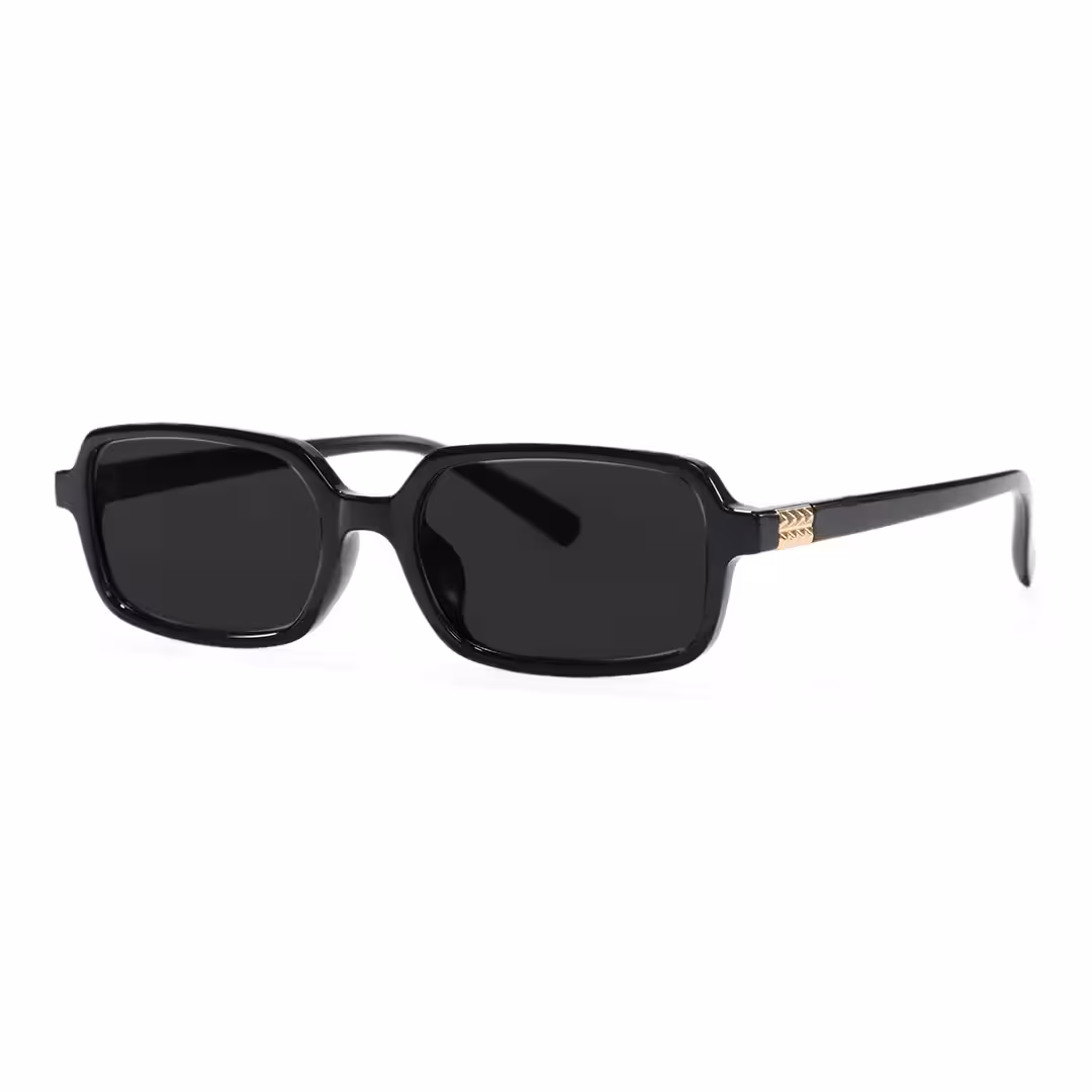 Angle view of Tamar rectangle pc sunglasses in black. SPU: EP0172507