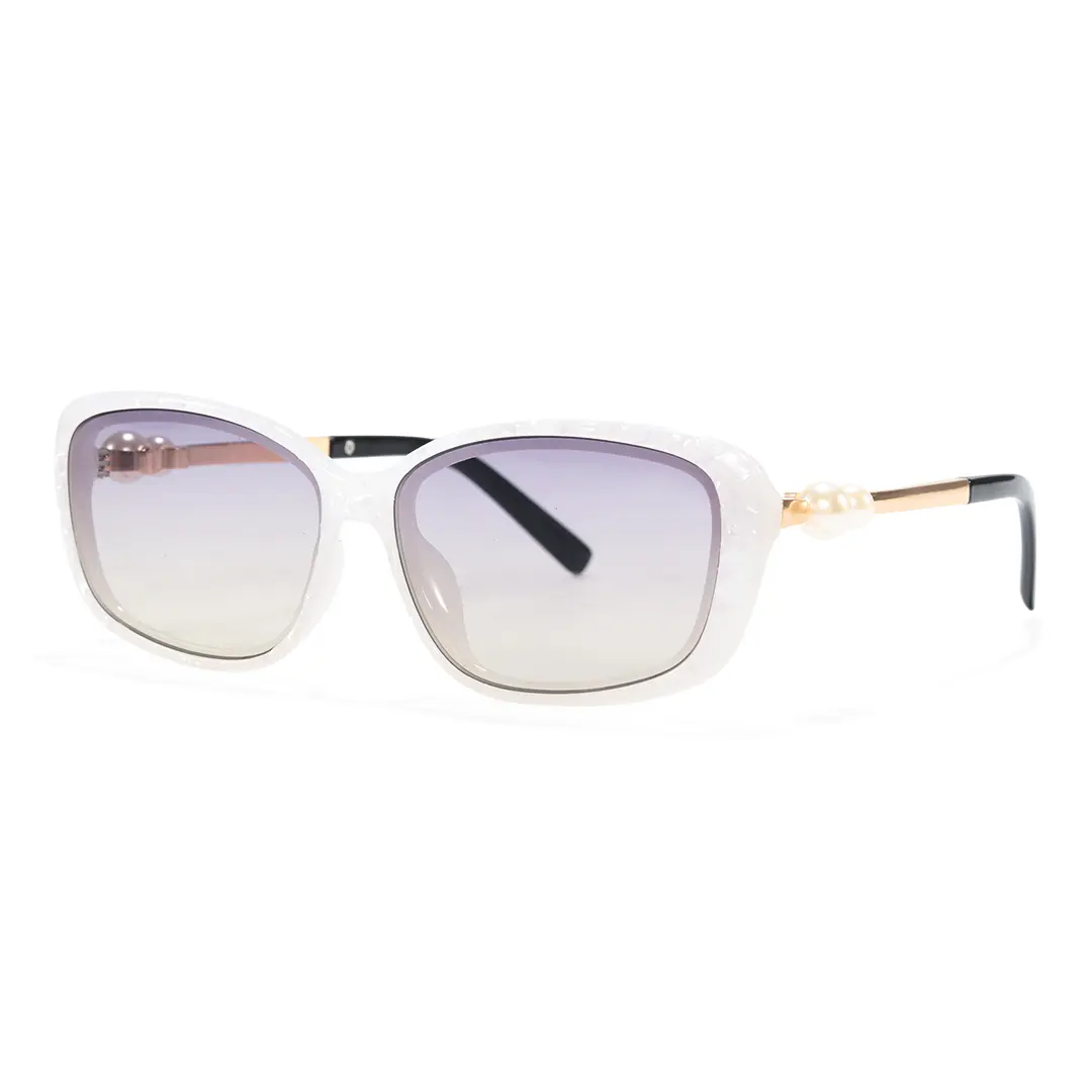 Angle view of Valencia rectangle pc sunglasses EP0232603 in white