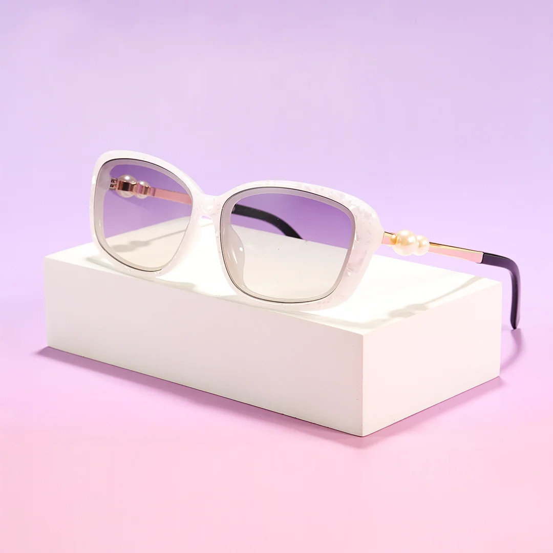 Scene view of Valencia rectangle pc sunglasses EP0232603 in white